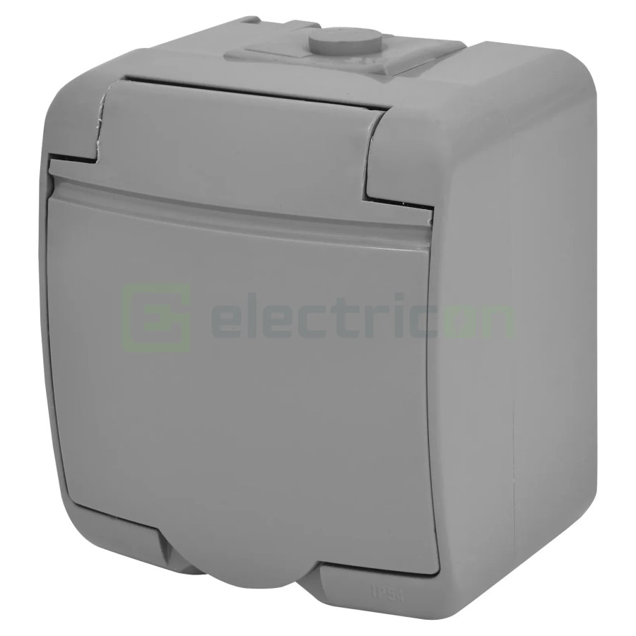 Priză Shucko 2P+E capac opac IP44 gri RHE-1s-SR ETI 004668070