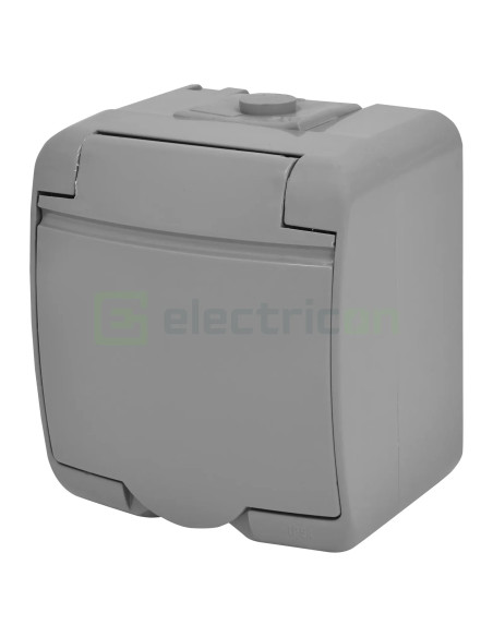 Priză Shucko 2P+E capac opac IP44 gri RHE-1s-SR ETI 004668070