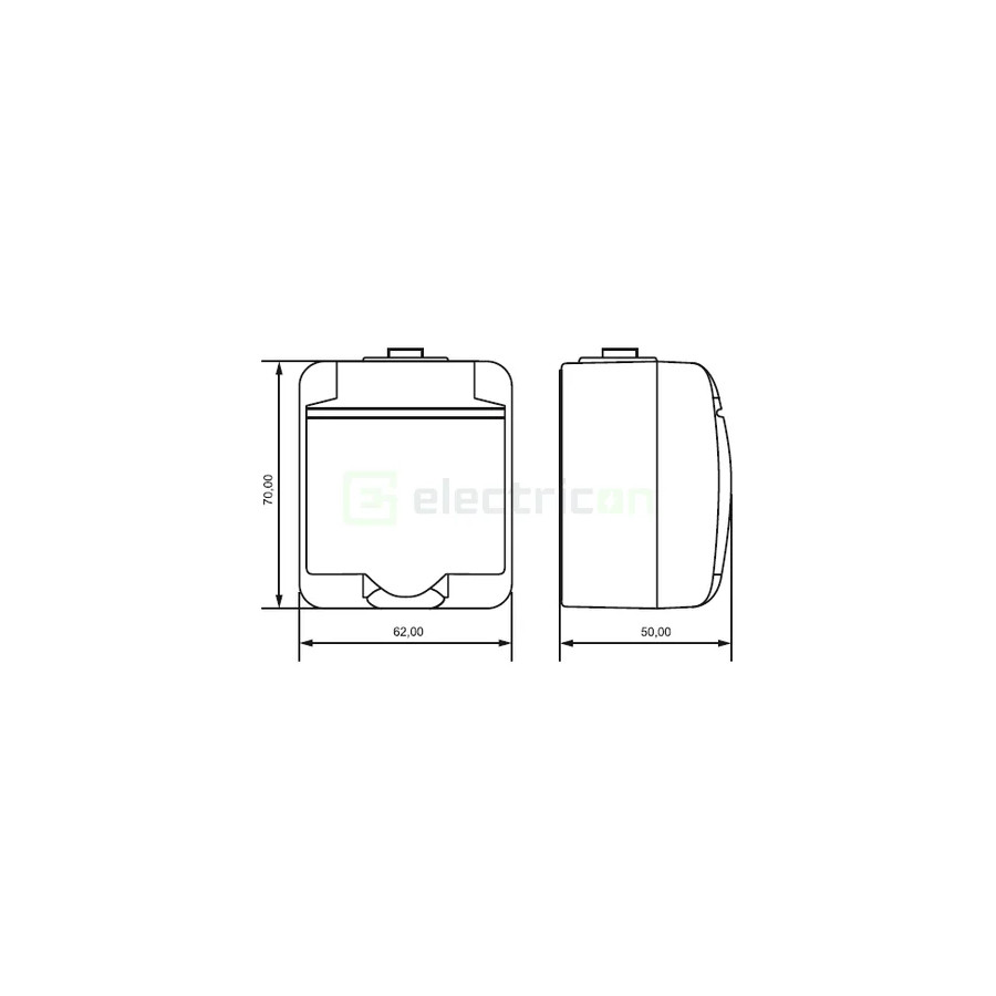 Priză Shucko 2P+E capac opac IP44 gri RHE-1s-SR ETI 004668070