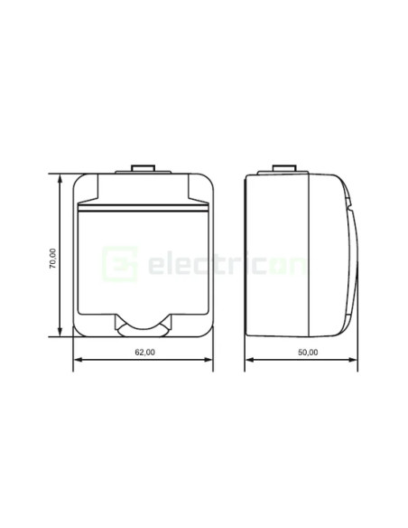 Priză Shucko 2P+E capac opac IP44 gri RHE-1s-SR ETI 004668070
