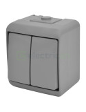 Întrerupător - dublu - VHE-2-SR - exterior - gri - IP54 - ETI - 004668061