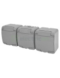 Priză - Schuko 2P+E - triplă capac orizontală - aplicat - gri - IP54 - ETI RHE-3s-SR - 004668074