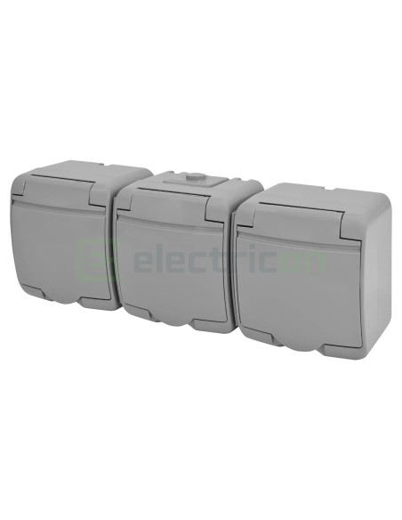 Priză triplă 2P+E capac aplicat orizontală IP54 gri RHE-3s-SR ETI 004668074