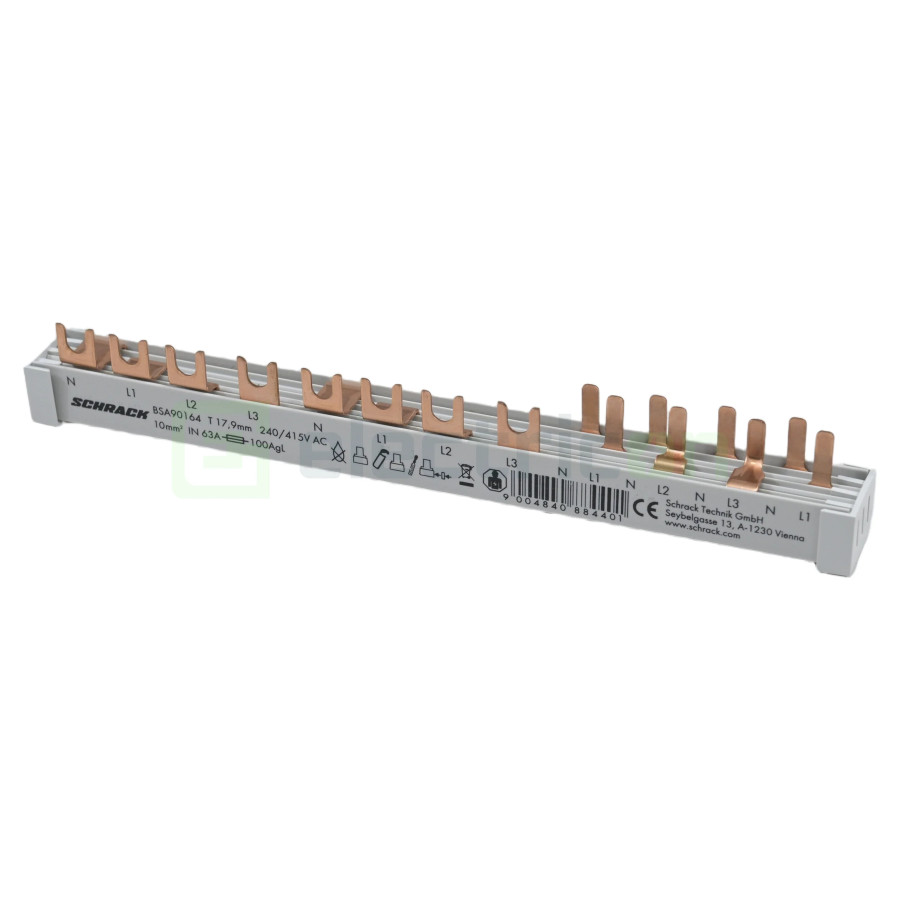 Busbar trifazat 12 module Amparo Schrack BSA90164 (1x RCCB 4P + 1x MCB 4P + 4x MCB 1P+N)