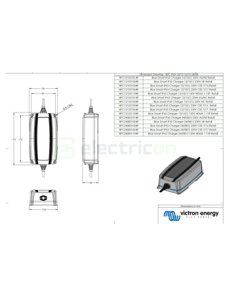 Incarcator de retea Blue Smart IP65 Charger 12 10 + DC connector