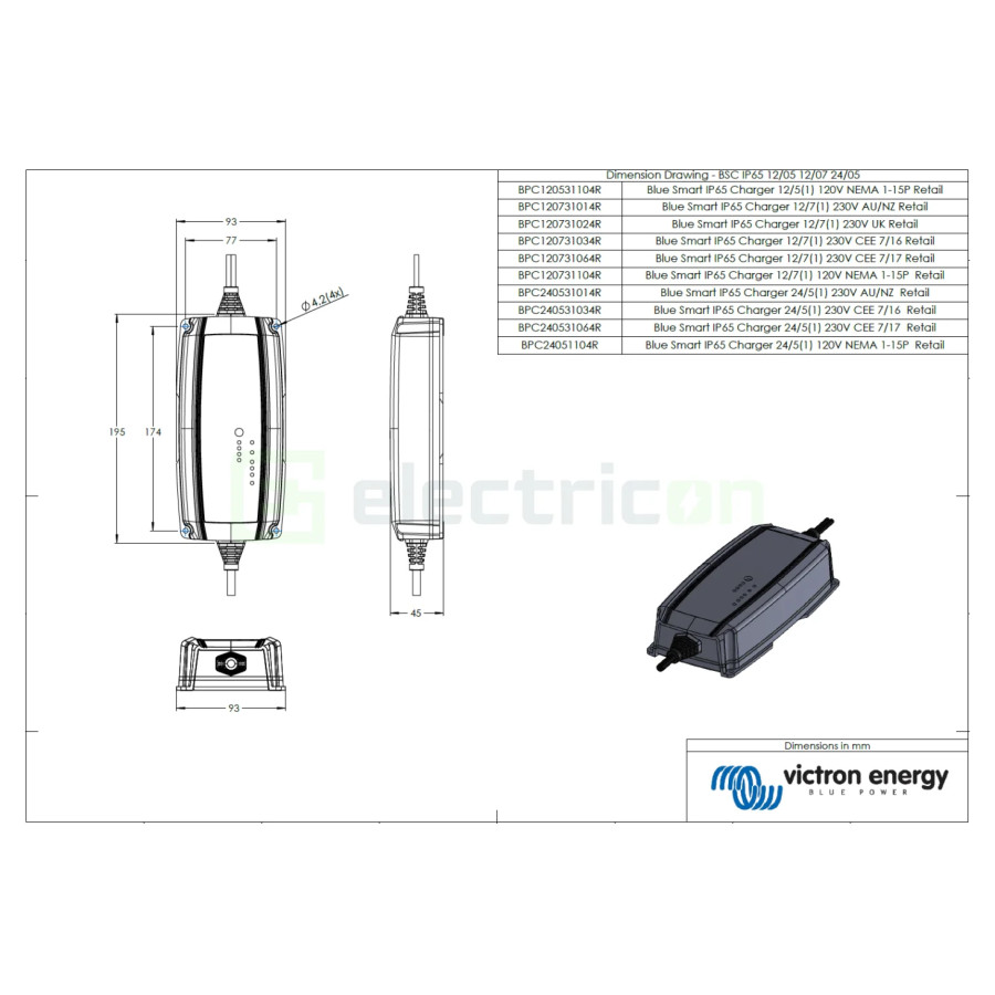 Incarcator de retea Blue Smart IP65 Charger 12 7 + DC connector