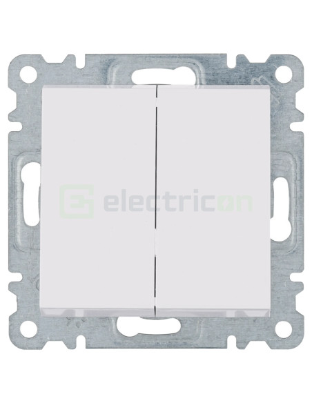 Mecanism întrerupător cap-scară dublu - cu tastă - alb - Hager Lumina2 - WL0050