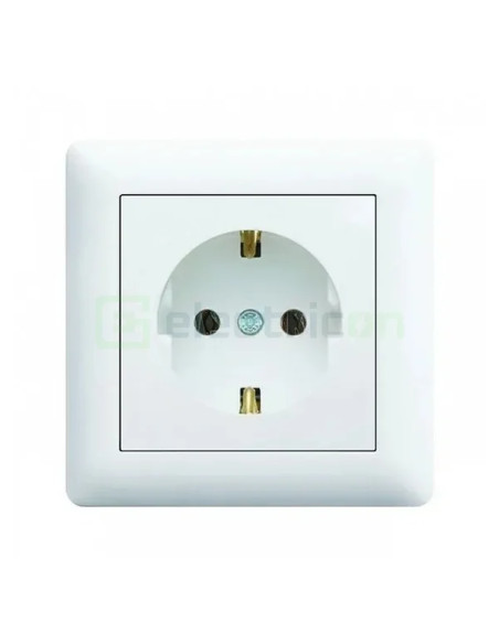 Priză schuko, 250VAC, 16A, alb, IP20, lumina2, Hager, WL1050