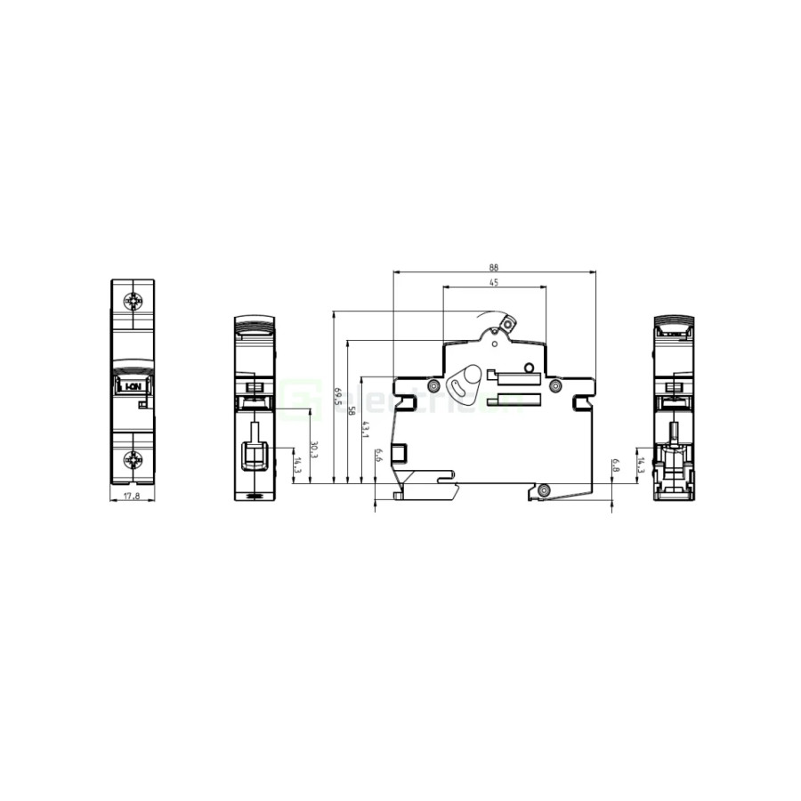 MCB - Siguranță automată - disjunctor - curba C 6A 10kA 1P 1M ETIMAT P10 ETI 001901027
