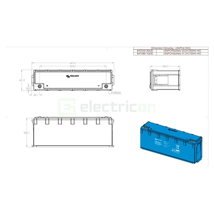 LiFePO4 Battery 25,6V 200Ah NG