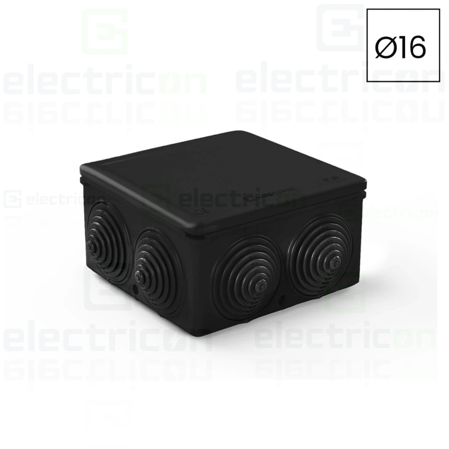 Cutie de jonctiune cu montaj aparent, cu garnituri de etansare, negru, Kouvidis, Durosol Plus ISR