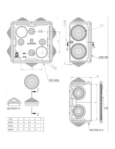 Cutie de jonctiune cu montaj aparent, cu garnituri de etansare, negru, Kouvidis, Durosol Plus ISR 2