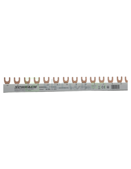 Busbar Schrack BSB00124 trifazat 4P furcă 12 module 10mm² 100A L1N/L2N/L3N
