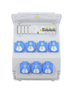 Tablou organizare șantier monofazat - precablat - 7xshucko 16A 230V cu loc siguranțe 11M IP54 - ETI 001105377 2