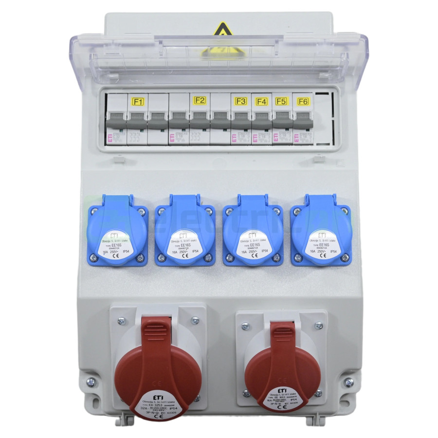Tablou Șantier Mixt 4xSchuko + 2xCEE IP54 ETI 004483302