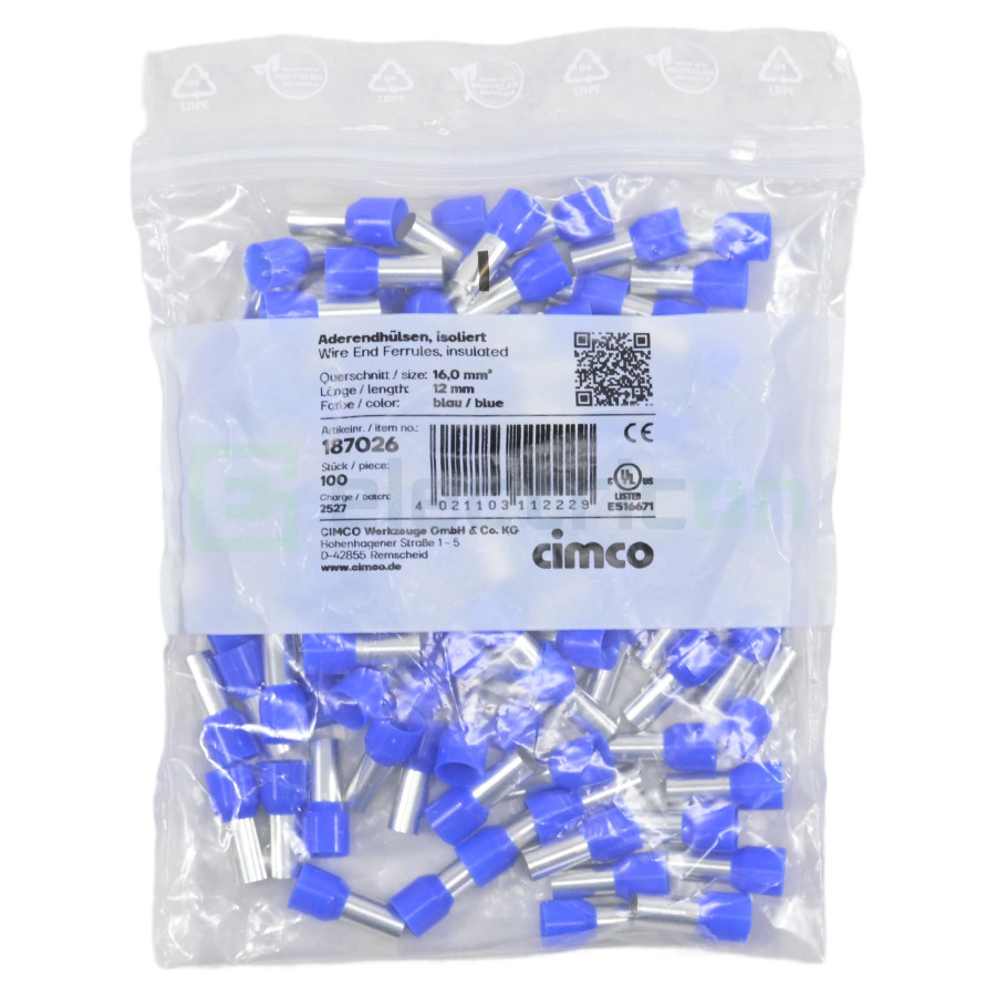 Ferule Pini Izolați 16mm²/12mm Cimco 187026