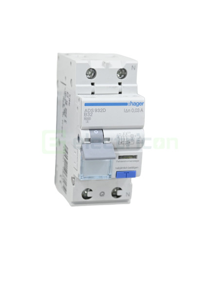 Disjunctor diferential RCBO B32 30mA tip A Hager ADS932D