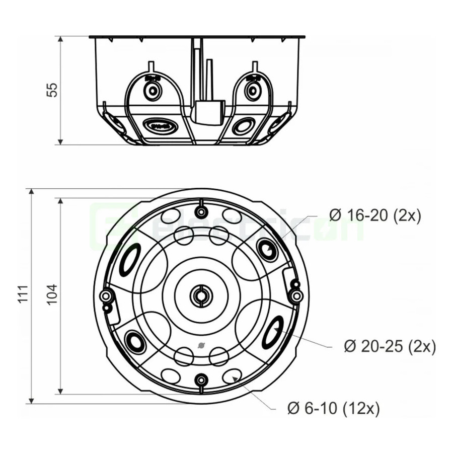 Doza aparataj, de legătură cu montaj în gips-carton, 104x55, Kopos,KO 97/LD_NA