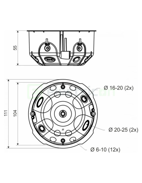 Doza aparataj, de legătură cu montaj în gips-carton, 104x55, Kopos,KO 97/LD_NA