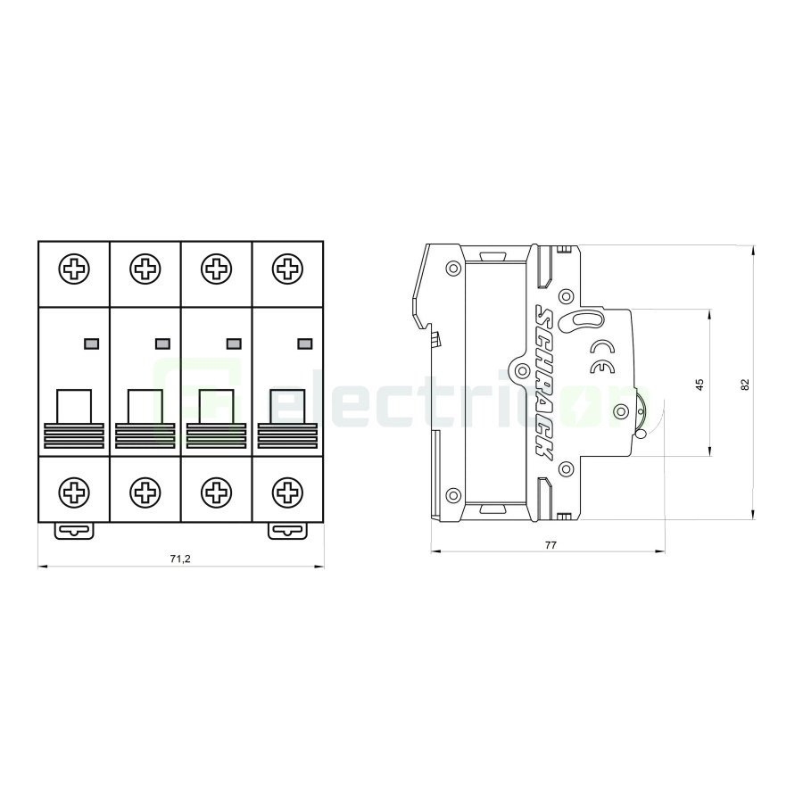 Disjunctor Schrack Amparo 3P+N 40A 10kA Curba C AM017840