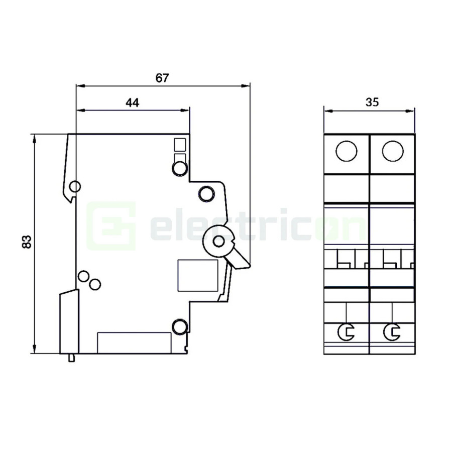Disjunctor Hager MCN216 2P 16A 6kA Curba C