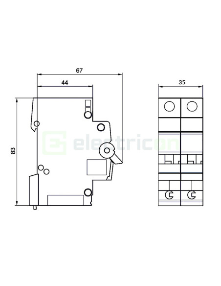 Disjunctor Hager MCN216 2P 16A 6kA Curba C