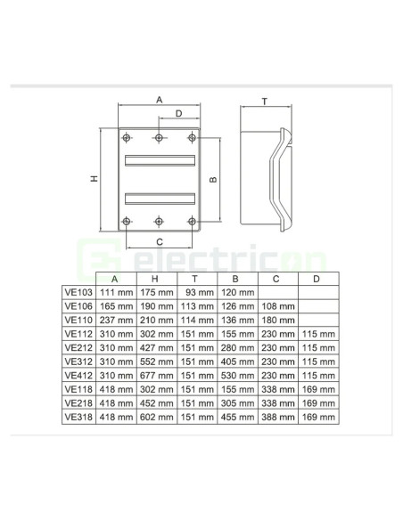 Tablou sigurante Vector 12M IP65 aparent stabil UV 1000V DC/AC, Hager, VE112PN - Electricon.ro