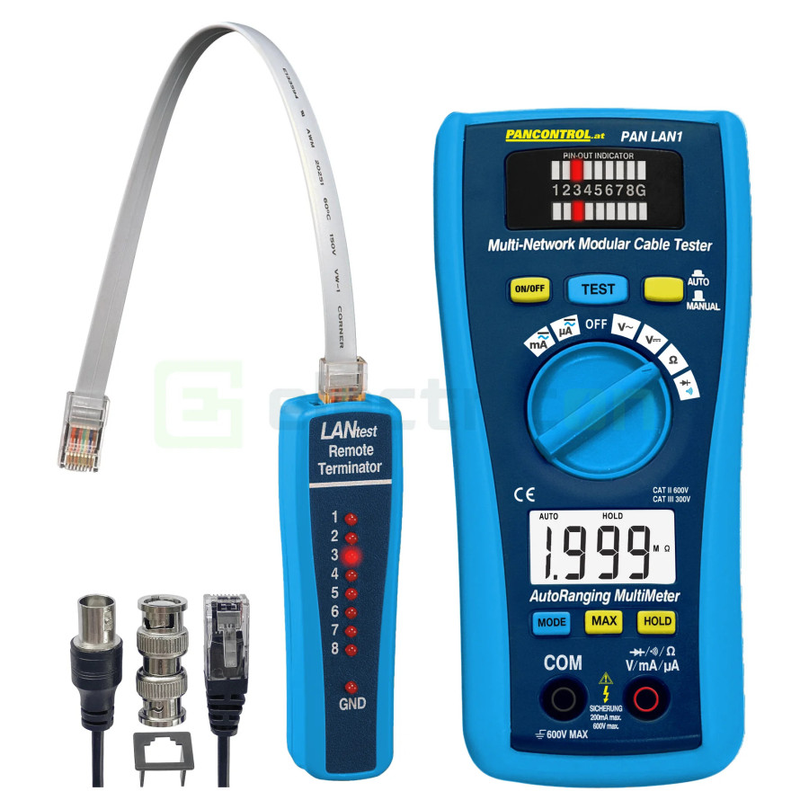 Tester Cabluri Rețea PAN LAN1 | Verificator RJ45 & RJ11 | Unitate Remote | Pancontrol