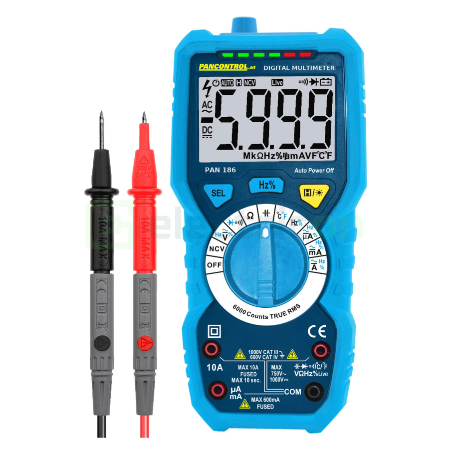 Multimetru Dual PAN 186 | IP67 Rezistent la Apă | True RMS & Duty Cycle | Pancontrol