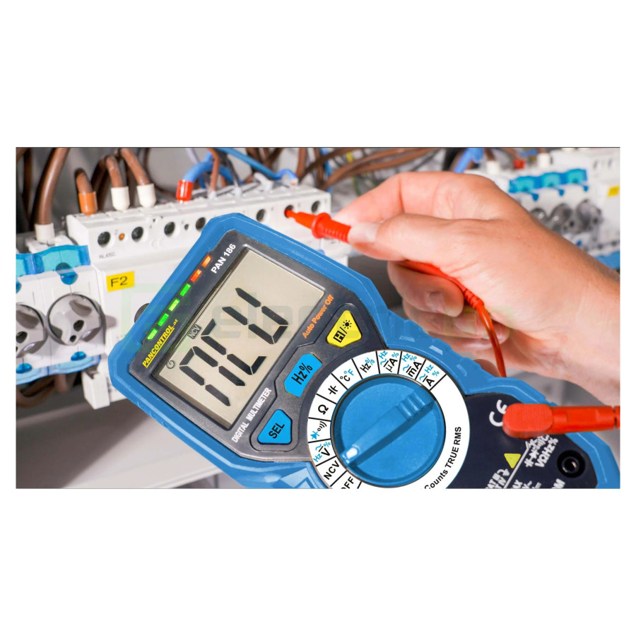 Multimetru Dual PAN 186 | IP67 Rezistent la Apă | True RMS & Duty Cycle | Pancontrol