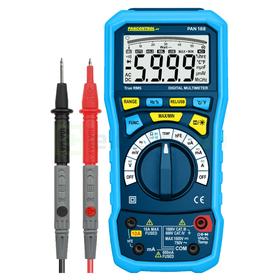 Multimetru Precizie PAN 188 | 40.000 Counts | IP67 True RMS | Data Log & CAT IV | Pancontrol
