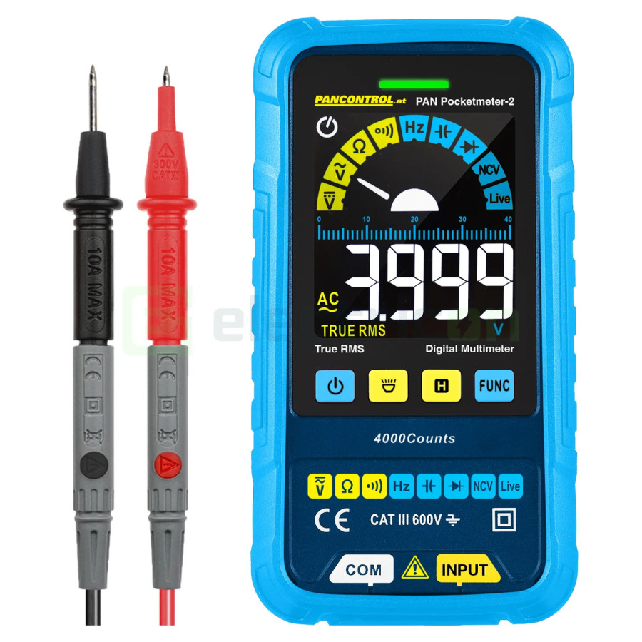 Multimetru de Buzunar PAN Pocketmeter-2 | True RMS & Ecran Color | Tester NCV 600V | Pancontrol