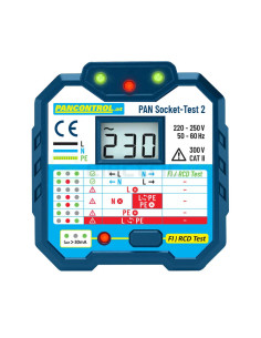 Tester Priză PAN Socket-Tester-2 | Afișaj LCD 250V | Test RCD 30mA | Pancontrol - Profesional