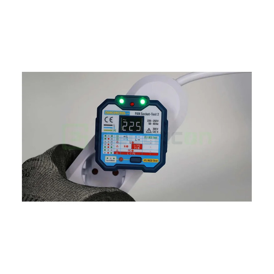 Tester Priză PAN Socket-Tester-2 | Afișaj LCD 250V | Test RCD 30mA | Pancontrol - Profesional