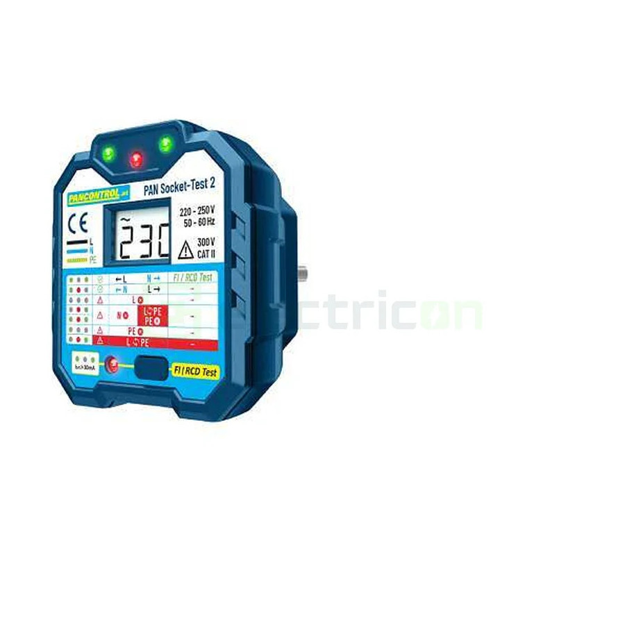 Tester Priză PAN Socket-Tester-2 | Afișaj LCD 250V | Test RCD 30mA | Pancontrol - Profesional