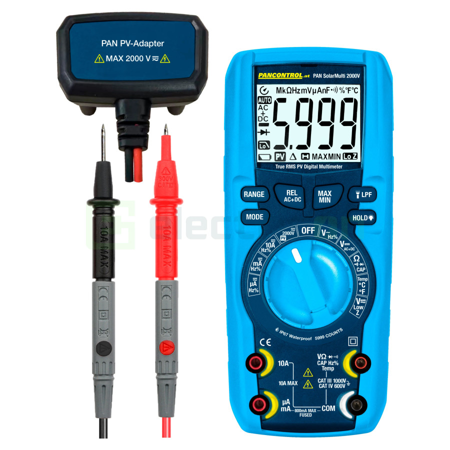 Multimetru Solar PAN SolarMulti 2000V | Măsurare 2000V AC/DC | IP67 True RMS | Pancontrol