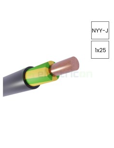 Cablu electric rigid cupru NYY-J 1x25 mm², Helukabel, 32005