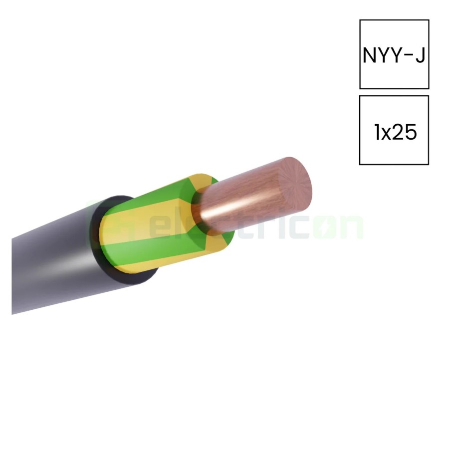 Cablu electric rigid cupru NYY-J 1x25 mm², Helukabel, 32005