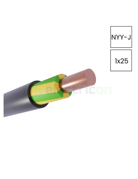 Cablu electric rigid cupru NYY-J 1x25 mm², Helukabel, 32005