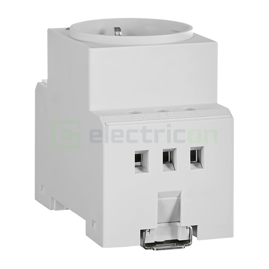 Priză - Schuko 2P+E - șină DIN - LED - gri - IP20 - Schrack - BZ325003-A
