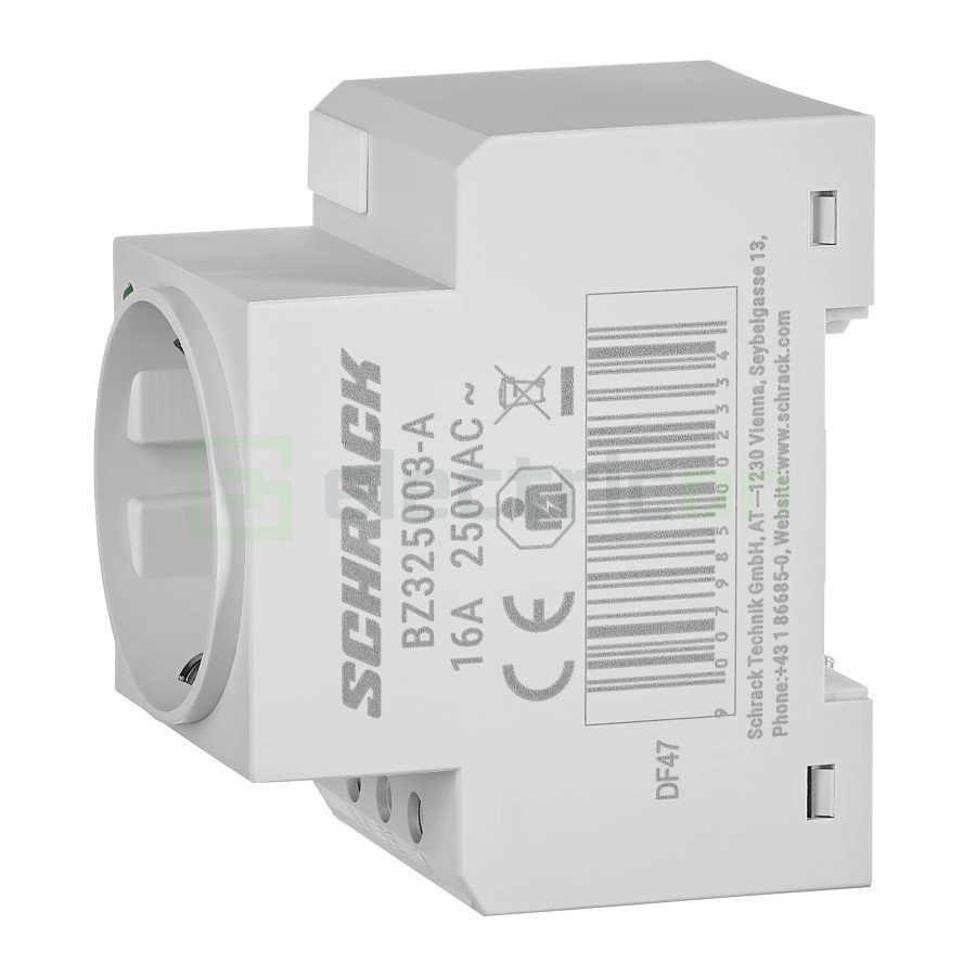 Priză - Schuko 2P+E - șină DIN - LED - gri - IP20 - Schrack - BZ325003-A