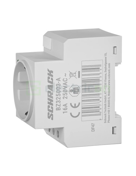 Priză - Schuko 2P+E - șină DIN - LED - gri - IP20 - Schrack - BZ325003-A