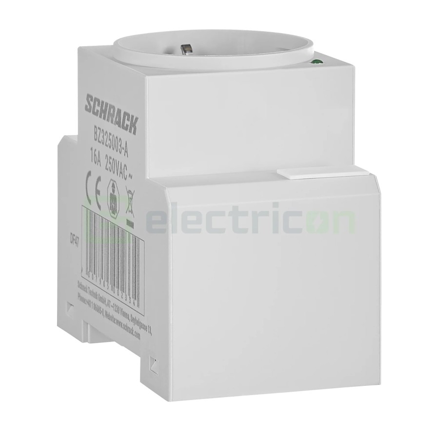 Priză - Schuko 2P+E - șină DIN - LED - gri - IP20 - Schrack - BZ325003-A