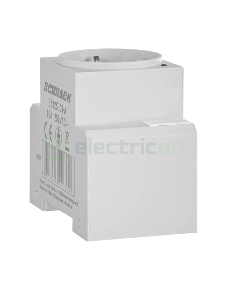 Priză - Schuko 2P+E - șină DIN - LED - gri - IP20 - Schrack - BZ325003-A