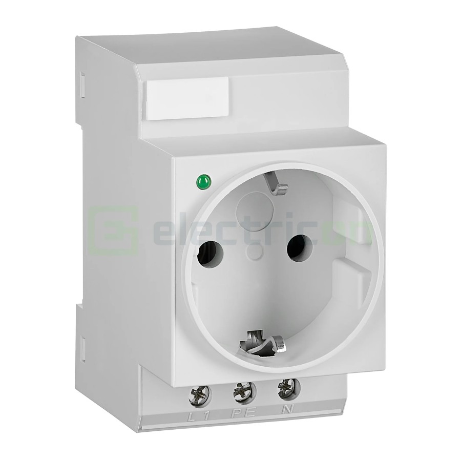 Priză - Schuko 2P+E - șină DIN - LED - gri - IP20 - Schrack - BZ325003-A