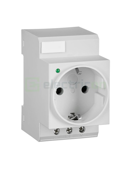 Priză - Schuko 2P+E - șină DIN - LED - gri - IP20 - Schrack - BZ325003-A