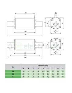 Siguranță fuzibilă MPR NH1XL fotovoltaică gPV 125A/1100VDC 10kA - ETI 004110394 2