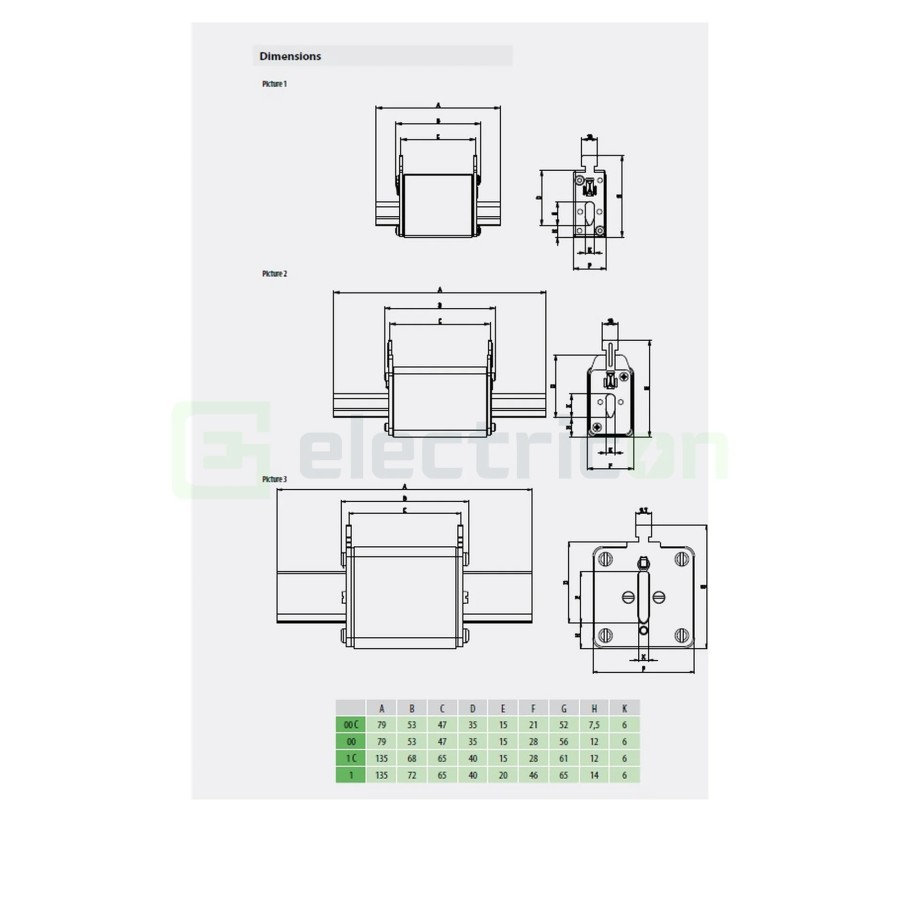 Siguranță fuzibilă MPR NH00 fotovoltaică gBat 125A/80VDC 50kA - ETI 004110083