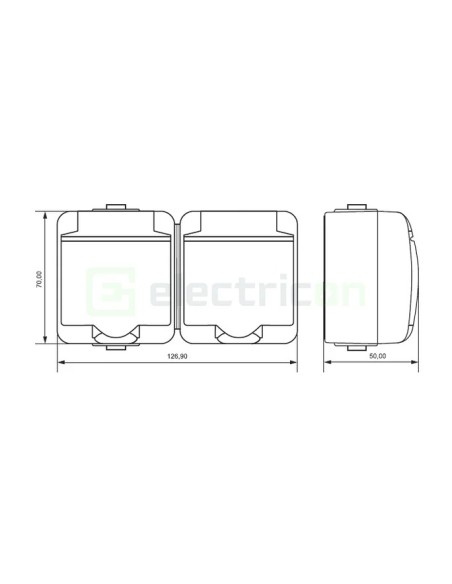Priză 2P+E, dublă aplicată, maro , IP54,RHE-2sd-KR, ETI, 004668053