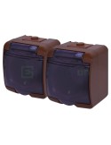 Priză - Schuko 2P+E - dublă capac - aplicat - maro - IP54 - ETI RHE-2sd-KR - 004668053